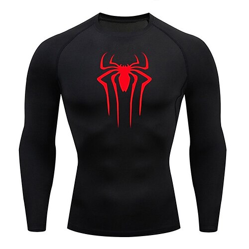 Herren Kompressionsshirt Sportshirt Fitnessshirt Trainingsshirt Langarm T-Shirt Lässig Athleisure Sommer Spinnen Schnelltrocknend Weich Atmungsaktiv Fitnesstraining Gehen Joggen Sportbekleidung Image