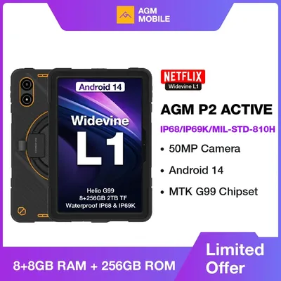 World Premiere AGM PAD P2 Active 11” FHD Rugged Tablet 2024 P2W Waterproof, Drop-proof, 8GB+256GB,