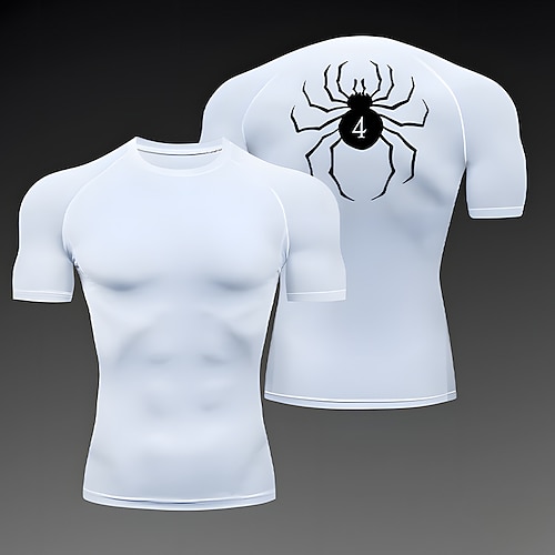 Herren Kompressionsshirt Sportshirt Fitnessshirt Trainingsshirt Kurzarm T-Shirt Lässig Athleisure Sommer Spinnen Schnelltrocknend Weich Atmungsaktiv Fitnesstraining Gehen Joggen Sportbekleidung Image