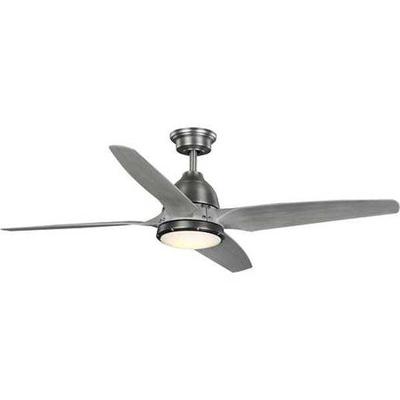 Progress Lighting 249442 - FIVE-BLADE 56" INDUSTRIAL ANTIQUE NICKEL DC CEILING FAN LED LIGHT (P250009- Indoor LED Ceiling Fan Fixture