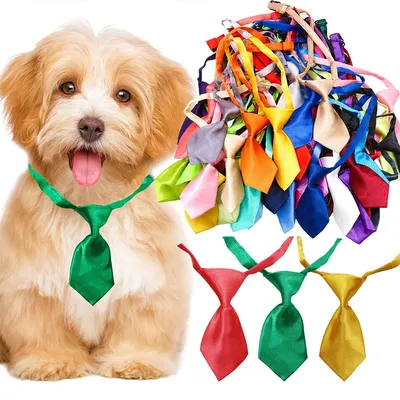 30/50/100PCS Wholesale Pet Necktie For Dogs Solid Color Printed Adjustable Puppy Bowtie Dog Bow Tie