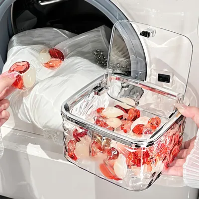 Laundry Powder Container With Lid Laundry Pods Organizer Washing Capsules Holder Laundry Room