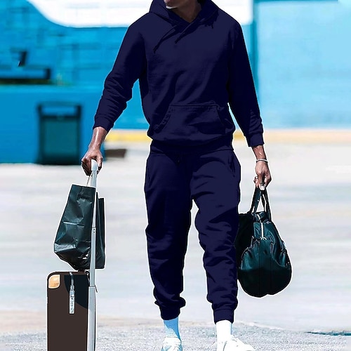 Per uomo Tuta da Ginnastica Tuta da Jogging Autunno Coulisse Tasca Tinta unita Felpa con cappuccio e pantaloni Giacca e Pantaloni da Tuta Set di Abbigliamento Sportivo Grigio scuro Cáqui Escuro