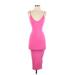 Fashion Nova Cocktail Dress - Midi Plunge Sleeveless: Pink Dresses - Women's Size X-Small