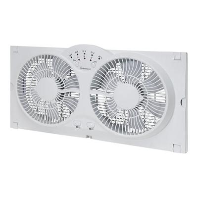 VisionAir 9" White Reversable 3-Speed Twin Window Fan with Thermostat 1VAFW9 - 120V