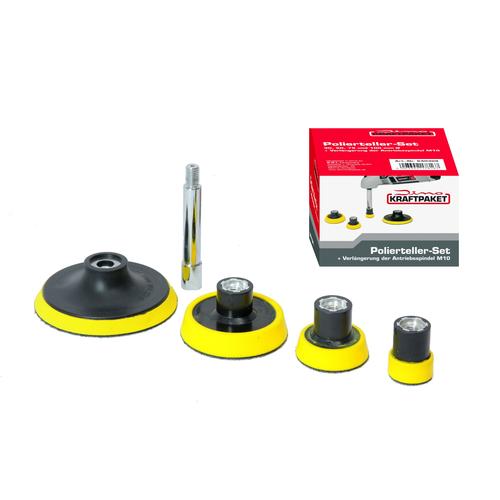 Dino KRAFTPAKET SET-Stützteller M10 30/50/75/100/Distanzadapter/mit Klett Polierpads, -Felle, -Scheiben 640308