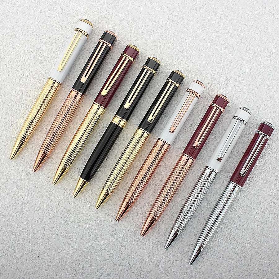 Stylo diamant de luxe stylo à bille roulante argenté stylos à bille en acier métallique de haute qualité avec coffret cadeau Original fournitures de bureau cadeaux