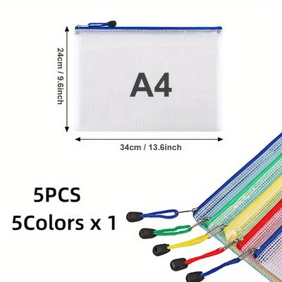 TEMU 5/10/20pcs Multipurpose Mesh Zipper Bags In 5 Colors - Ideal For Travel, School, Board Games, And Office Supplies - Durable Storage Solution For Stitch, Puzzles, A4/a5 Documents Bag Image