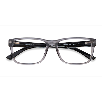 Unisex s square Shiny Transparent Gray Plastic Prescription eyeglasses - Eyebuydirect s Armani Exchange AX3016