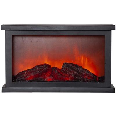 Star Trading Laterne Fireplace, Kaminlicht, Schwarz, LED, Timer, Gelb, Dekoration, 30 cm Image