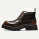 Men's Premium Leather Brogue Combat Boots - 100% Cowhide Lace-Up Ankle Boots with Chunky Sole for Stylish and Rugged Wear