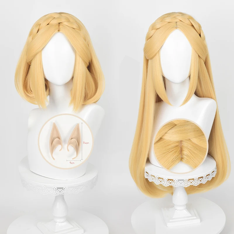 Zelda Wig Princess Cosplay Wig 35cm/72cm Golden Yellow Braid Cosplay Anime Hair Heat Resistant Synthetic Wigs
