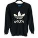 Adidas Tops | Adidas Black Trefoil Logo Bp9494 Crew Neck Pullover Sweatshirt Pockets Women Xs | Color: Black/White | Size: Xs