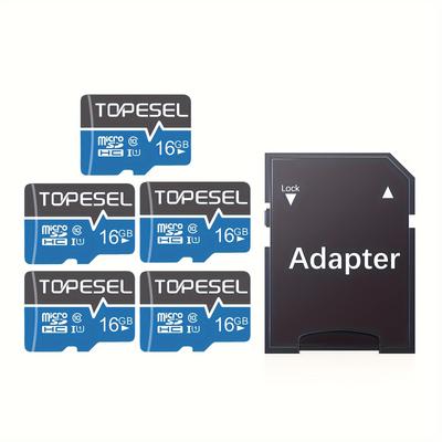 TEMU 5pcs-64gb/32gb/ With Sd Adapter Microsdxc, Sd Card Class 10 Uhs-i Storage Card U1 Tf Card Suitable For Tablet, Smartphone, Dash Cam, Camera Display