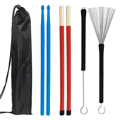 Drum Brushes Sticks Set 1 Pair Drum Brushes Nylon Drumstick Drum Sets Brush And Bamboo Drumstick