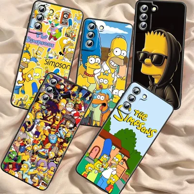 Simpsons Cartoon Fashion For Samsung Galaxy S24 S23 S22 S21 S20 FE S10 S10E Plus Ultra Pro Lite 5G Black Back Phone Case