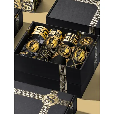 4 Stück Schwarz gold Luxus Stil Porträt muster Goldkette Design reine Baumwolle haut freundliche Image