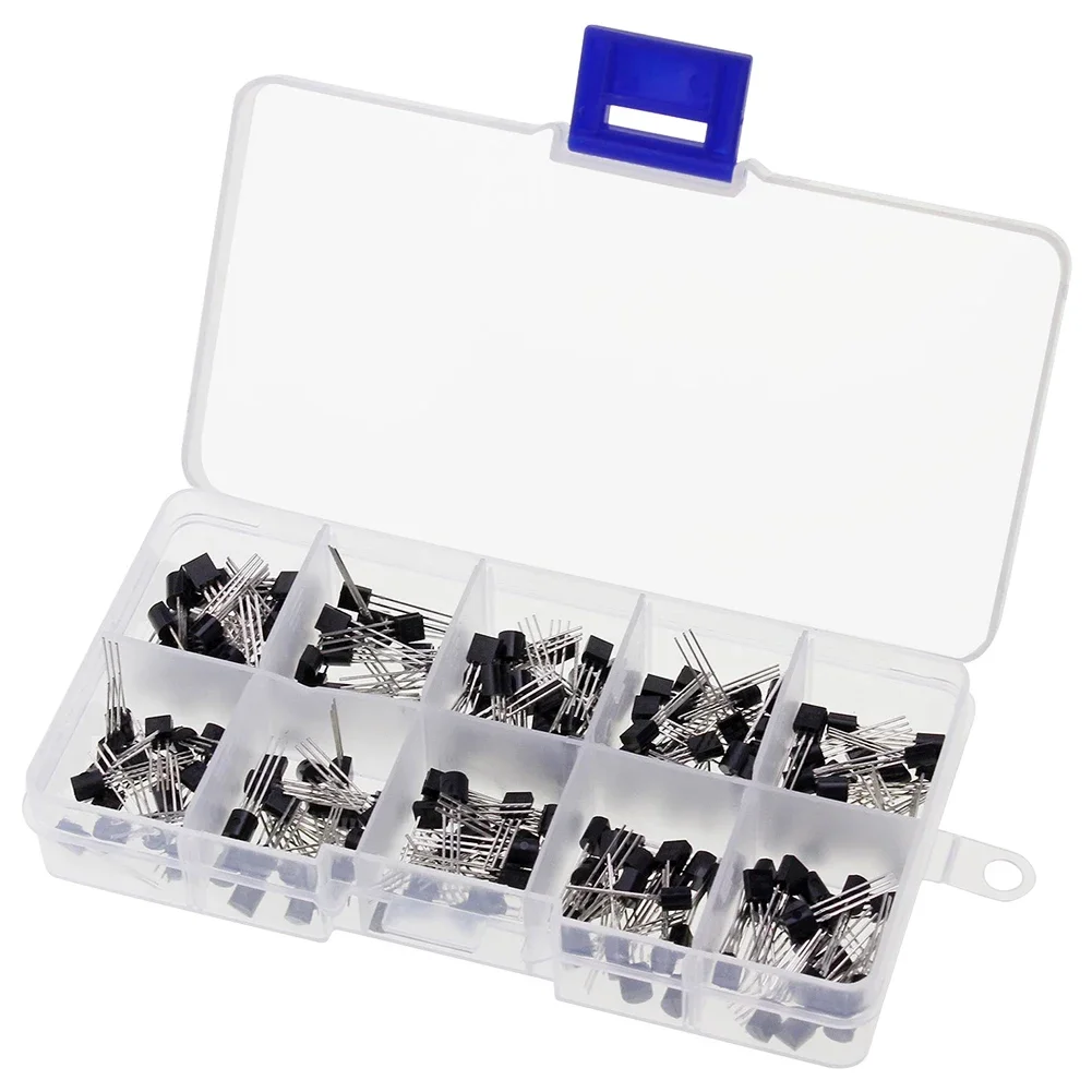 200-teiliges Transistor-Set BC327 BC337 2N2222 2N2907 2N3904 2N3906 S8050 S8550 A1015 C1815 PNP/NPN 10 Werte TO-92 Transistoren-Set Image