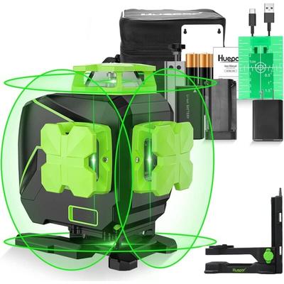 Huepar - 16 Linien selbstnivellierender Laserwaage, 4x360° Kreuzlinienlaser, 4D grüner Strahl,