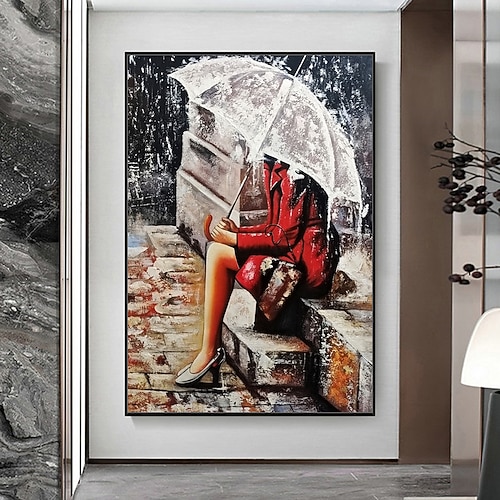 Mintura handgefertigte Ölgemälde mit Mädchen auf Leinwand, moderne Wandkunst, Raumdekoration, abstraktes Bild für die Inneneinrichtung, gerolltes, rahmenloses, ungedehntes Gemälde Image