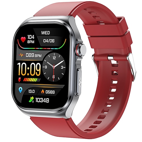 iMosi ET585 Smartwatch 2.04 Zoll Smartwatch Fitnessuhr Bluetooth EKG PPG Temperaturüberwachung Schrittzähler Kompatibel mit Android iOS Damen Herren Freisprechanlage Wasserdicht Mediensteuerung IP68 Image