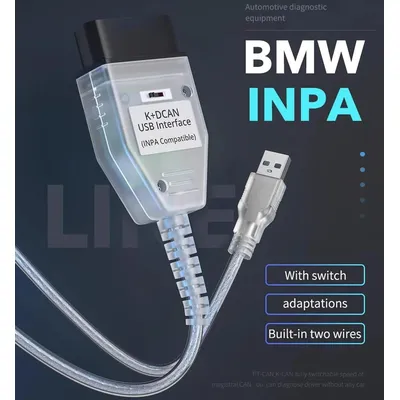 INPA K+CAN K+DCAN Automotive Diagnostic Scanner Tool Cable with Switch OBD2 USB Interface for BMW
