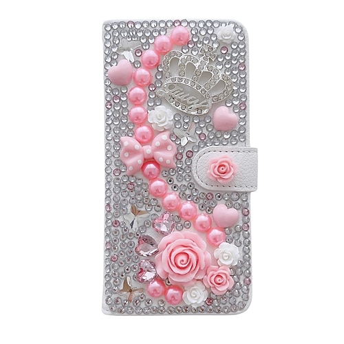 Handy Hülle Handyhüllen Für Samsung Galaxy S25 S24 S23 S22 S21 Ultra Plus A25 A15 A14 A34 A54 Brieftaschenhülle für Frauen Mädchen Mit Ständer Magnetisch Bling Glitzer glänzend Blumendruck TPU Strass Image