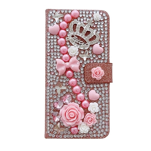 Handy Hülle Handyhüllen Für Samsung Galaxy S26 Ultra Plus S25 S24 S23 S22 S21 Ultra Plus S20 A25 A15 A14 Brieftaschenhülle für Frauen Mädchen Mit Ständer Magnetisch Bling Glitzer glänzend Blumendruck Image