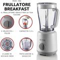 Frullatore Breakfast 586, Frullatore Elettrico con 4 Lame in Acciaio Inox, 2 Velocità + Funzione