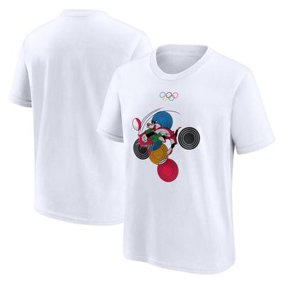 The Olympic Collection x Looney Tunes Gewichte-T-Shirt mit Typografie-Grafik – Weiß Image