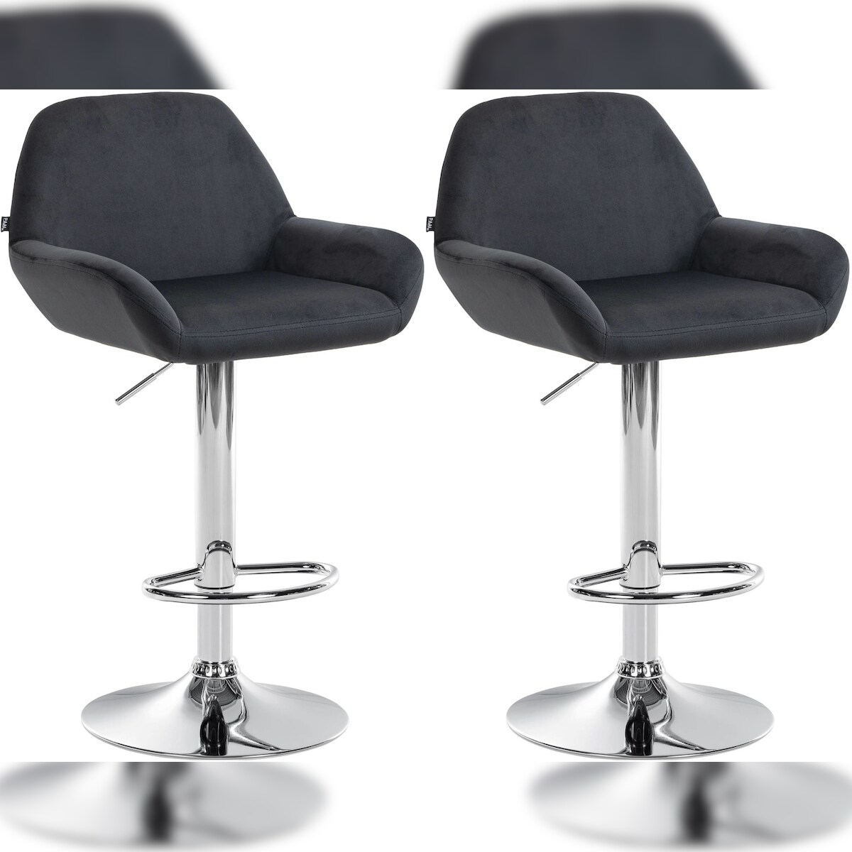 CLP 2er Set Barhocker Braga Samt schwarz/Metall in Chromoptik Image