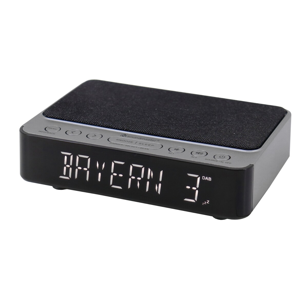 Soundmaster HighLine UR250AN DAB+ Radiowecker mit kabelloser Ladestation Nachtlicht, Wireless Charger LED-Display 5 x Dimmer 2 Weckzeiten ohne Ticken Image
