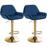 CLP 2er Set Barhocker Braga Gold Samt blau