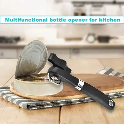 Kitchen Safe Home Cut Can Opener Kitchen Black Stainless Steel Hand-actuated Can Opener Handheld