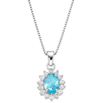 Kette mit Anhänger FIRETTI "Schmuck Geschenk Silber 925 Halsschmuck Halskette Venezianer Blüte", weiß (silberfarben, hellblau, kristallweiß), Halsketten, Damen, Silber 925 (Sterlingsilber), L: 45cm B: 0,65mm, mit Kristallstein, Zirkonia (synth.),... Image