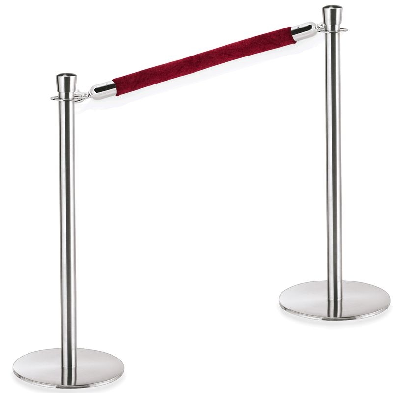 2x Abgrenzungspfosten Zylinder + 1x Verbindungstau 1,5 m Bordeaux rot, silber, Serie Classic Image