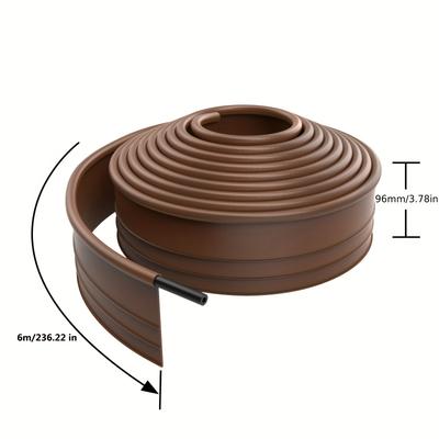 TEMU Lars360 6/12/15m Flexible Plastic Lawn Edging With Rounded Top , Edging, Effective Prevention Of Lawn Growth, , Sturdy , /brown Image
