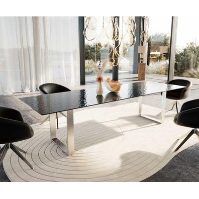 DELIFE Esstisch Edge 300x100 Reliefglas Rauchschwarz 3D-Design Edelstahl Schmal, Esstische Image