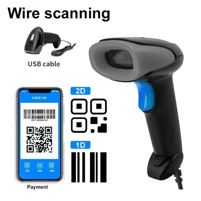 U20 1D/2D Supermarket Barcode Reader USB Wired Handheld Warehouse Bar Code QR Code Scanner CMOS
