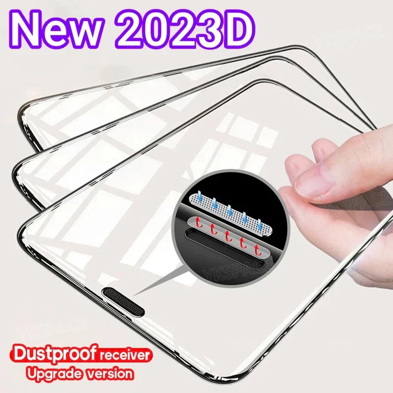 1-3Pcs Speaker Dust Filter Tempered Glass For iPhone 16 15 14 13 12 mini 11 Pro Max X Xs XR SE 8 Plus Dustproof Screen Protector