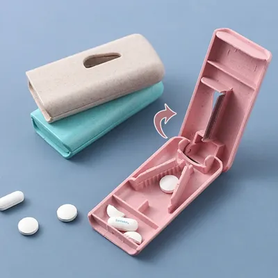 1pc Mini Useful Portable Medicine Pill Holder Tablet Cutter Splitter Pill Case Storage Box Pill Tablet Pill Cutter Divider