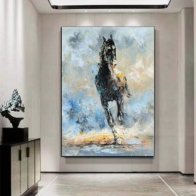 Running Horse oil painting - Hand Painted Modern Palette Knife Abstract Animal Oil Painting On Canvas for bedroom artwork picture wall decorations