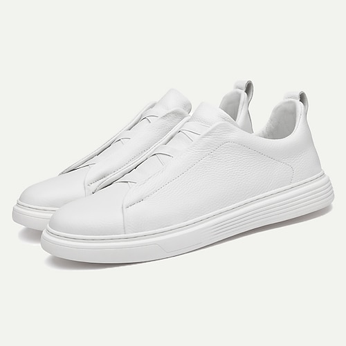 Weiße Slip-On-Sneaker aus Leder für Herren – minimalistisches Design mit bequemer Sohle für den Freizeitlook Image