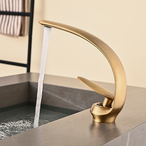 Waschbecken Wasserhahn - Klassisch Antikes Messing / Galvanisierung Mittellage Einhand Ein LochBath Taps Image