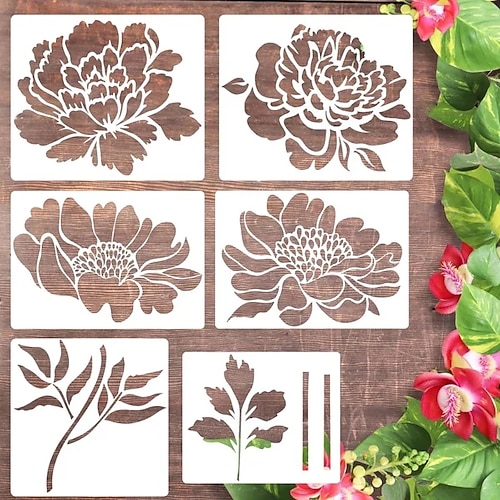 Stencil per fiori grandi per recinzione da giardino-decorazione fai da te, stencil per fiori per recinzione da giardino stencil per fiori grandi da parete, modelli di peonie per dipingere su mobili in