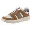Sneaker TOMMY JEANS "THE BROOKLYN MIX MAT.", Herren, Gr. 41, braun (braun, natur, dunkelblau), Veloursleder, Textil, Glattleder, Lederimitat, kontrastfarbene Details, sportlich, Schuhe, Freizeitschuh, Halbschuh, Schnürschuh mit seitlichem Logo