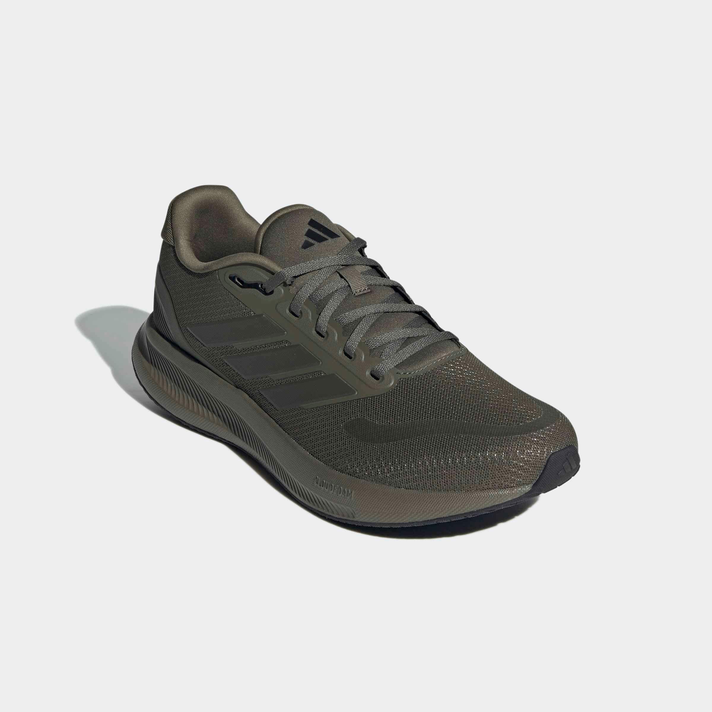 Laufschuh ADIDAS PERFORMANCE "RUNFALCON 5", Herren, Gr. 44,5, grün (olive strata, shadow olive, core schwarz), Synthetik, Textil, Schuhe Laufschuh