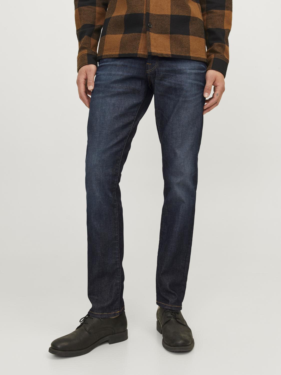 Slim-fit-Jeans JACK & JONES "JJIGLENN JJICON JJ 619 50SPS NOOS", Herren, Gr. 32, Länge 30, blau (blau, denim), Denim/Jeans, Obermaterial: 93% Baumwolle, 5% Polyester, 2% Elasthan, Abriebeffekte, slim fit knöchellang, Jeans Slim-fit-Jeans, mit...