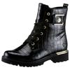 Schnürstiefelette REMONTE, Damen, Gr. 41, gold (schwarz, goldfarben), Lacklederimitat, glänzend, kontrastfarbene Details, modisch, Schuhe, Blockabsatz, Schnürboots im Kroko-Look, Innenreißverschluss