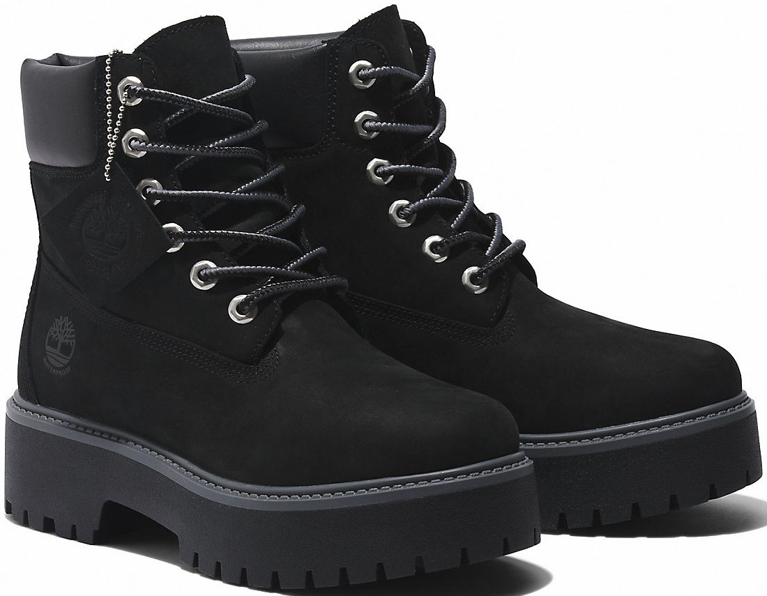 Schnürboots TIMBERLAND "STONE STREET6 INCH LACE UP WATERPROOF BOOT", Damen, Gr. 39,5, schwarz, Leder, Synthetik, Schuhe Schnürboots, Winterstiefel, Schnürstiefel, Winterschuhe, wasserdicht